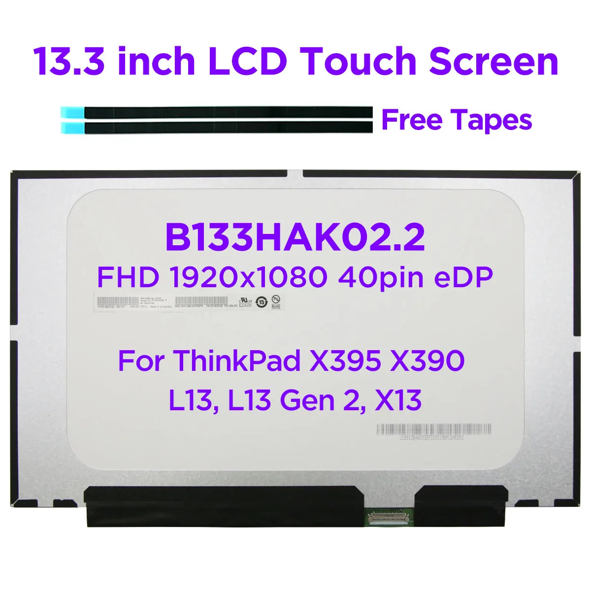 Schermo Touch 13.3 Pollici IPS FHD B133HAK02.0 – Con Digitizer, Nuovo!