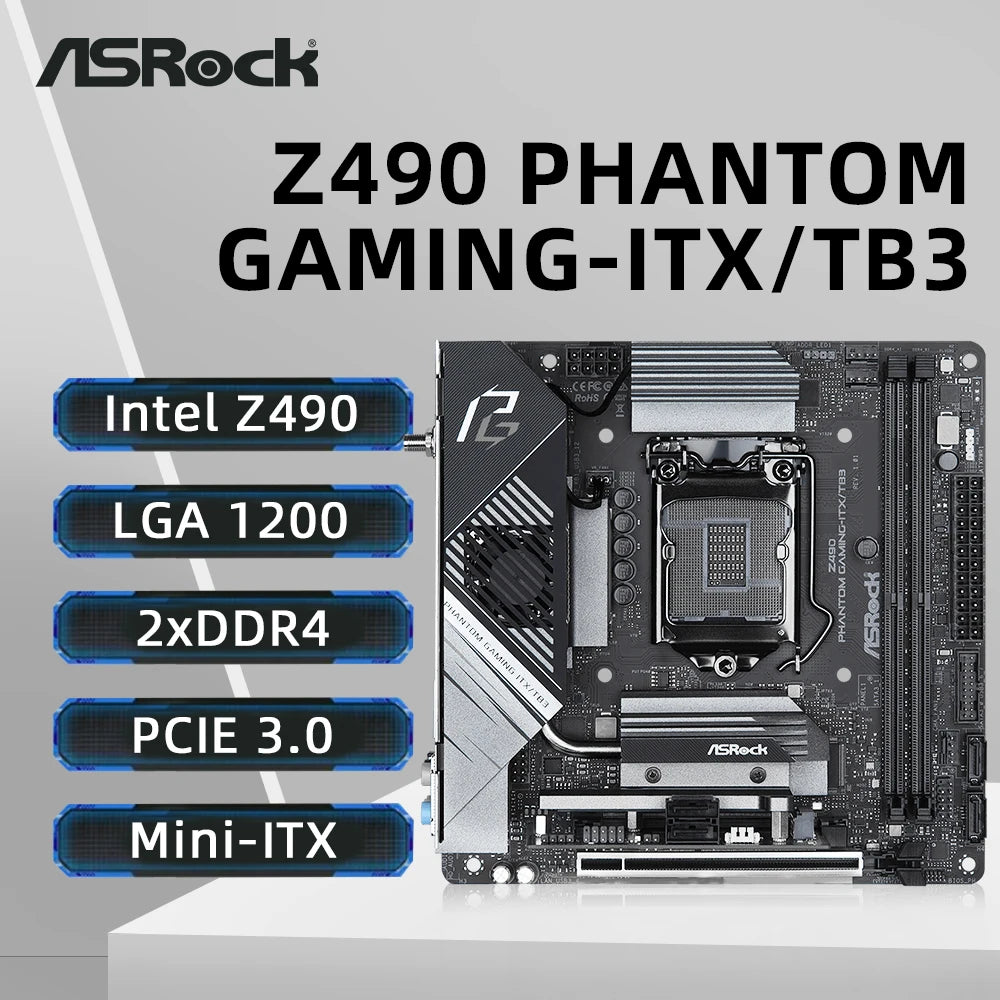 ASRock Z490 PHANTOM GAMING-ITX/TB3 Motherboard 1200 Socket Support