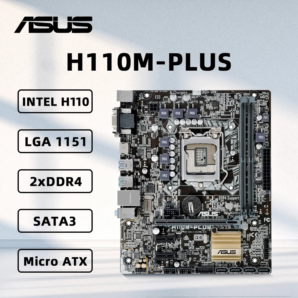 ASUS H110M-PLUS Motherboard LGA1151 Support i7-6700K 6700 i5-6600K