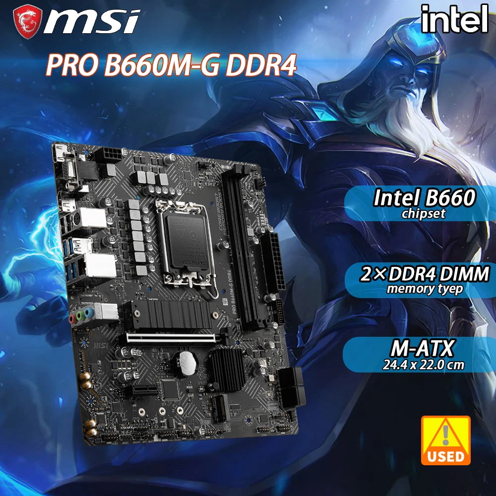 CPU CPU Intel 12400, MB PRO b-660m-e,PC case B660-Motherboard-MSI-PRO-B660M