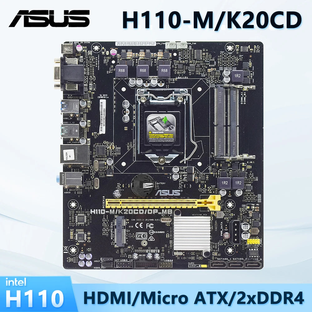 DDR4 Motherboard LGA 1151 ASUS H110-M/K20CD/DP_MB Supports Intel