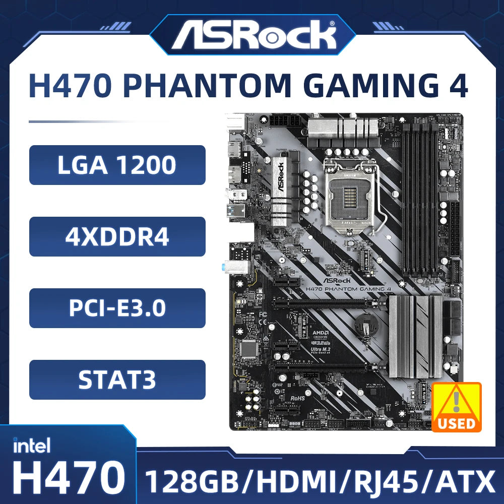 Asrock H470 Motherboard H470 PHANTOM GAMING 4 LGA 1200 DDR4 128GB