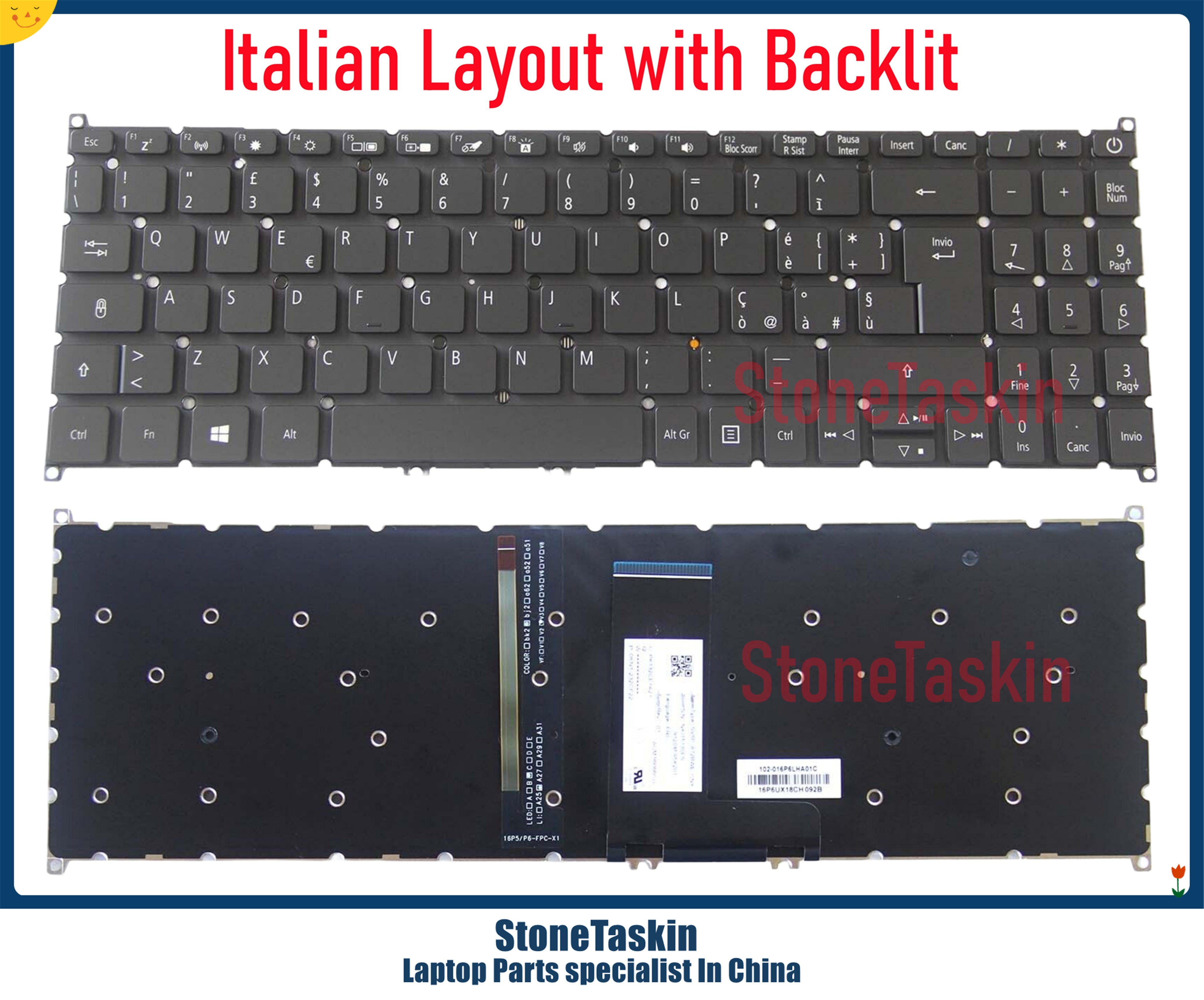 StoneTaskin Genuine Italian Layout IT KB Laptop Keyboard (Without ...