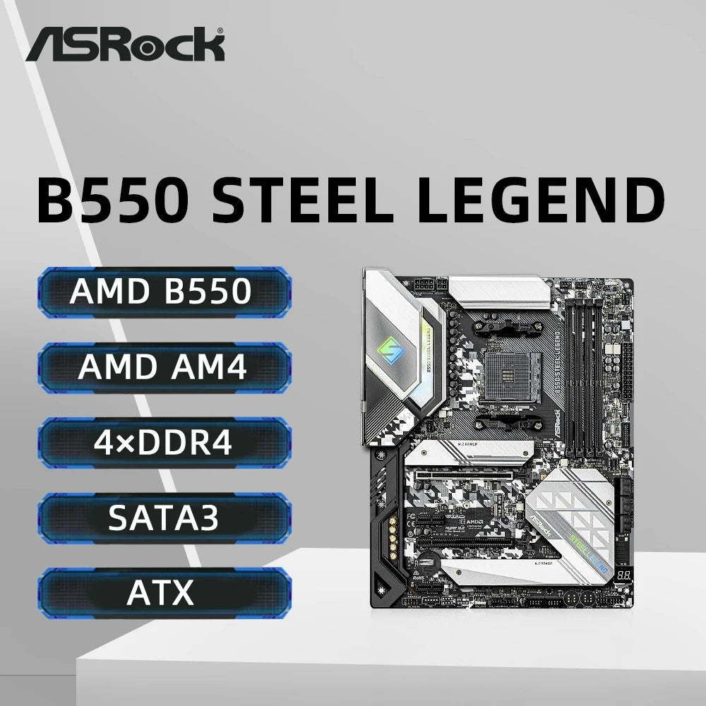 ASRock B550 Steel Legend Motherboard Support Ryzen7 5800X3D R5