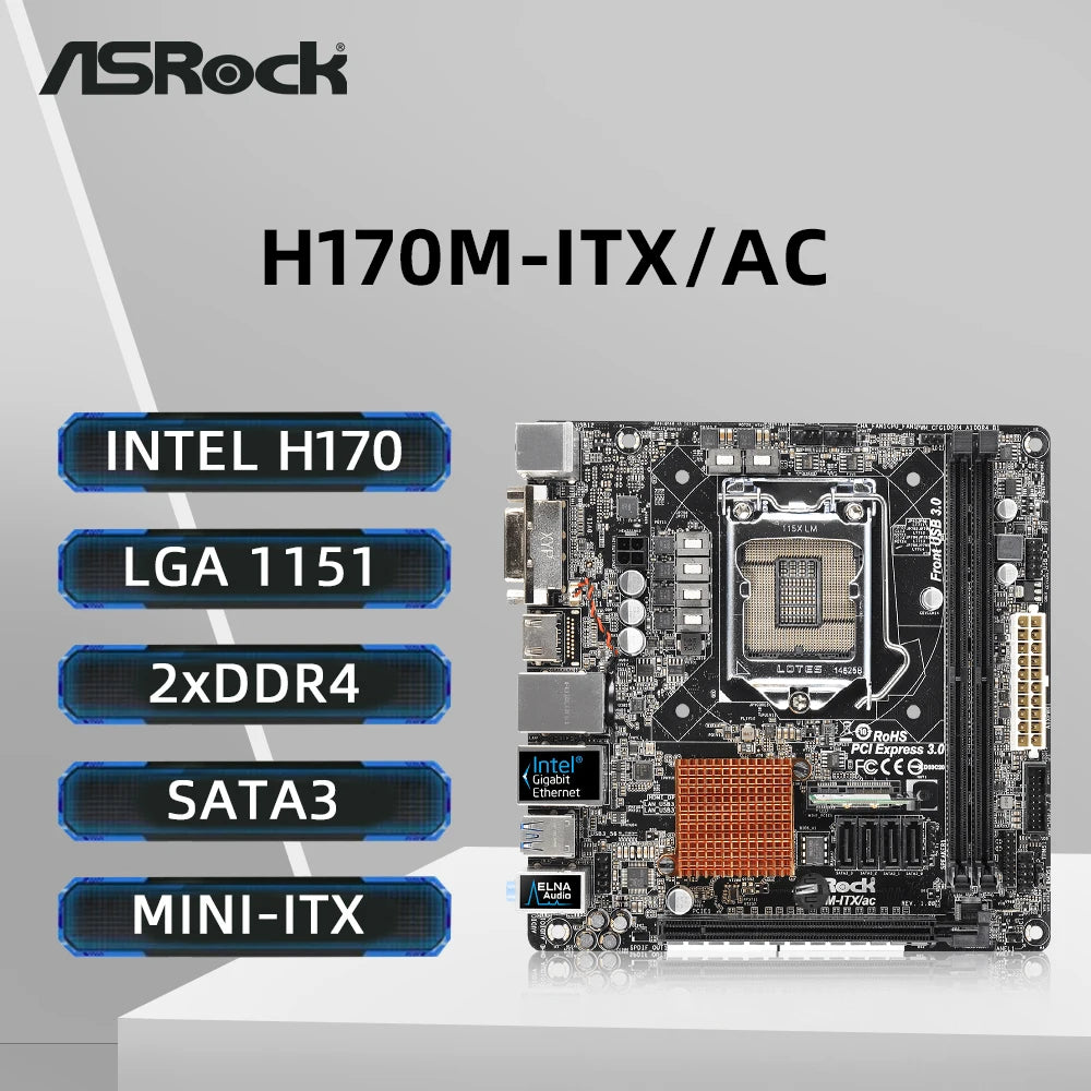 CPU ASRock H170 i7-6700K ASRock H170M-ITX/AC Motherboard Support i7-7700 6700K i5-7600 6500