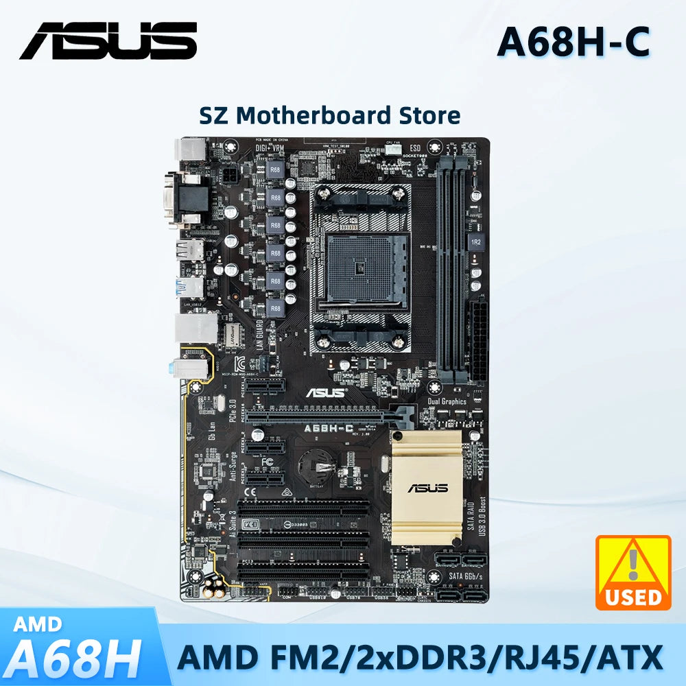 ASUS A68H-C Motherboard AMD A68H Socket FM2+ DDR3 32GB ATX support A10 ...