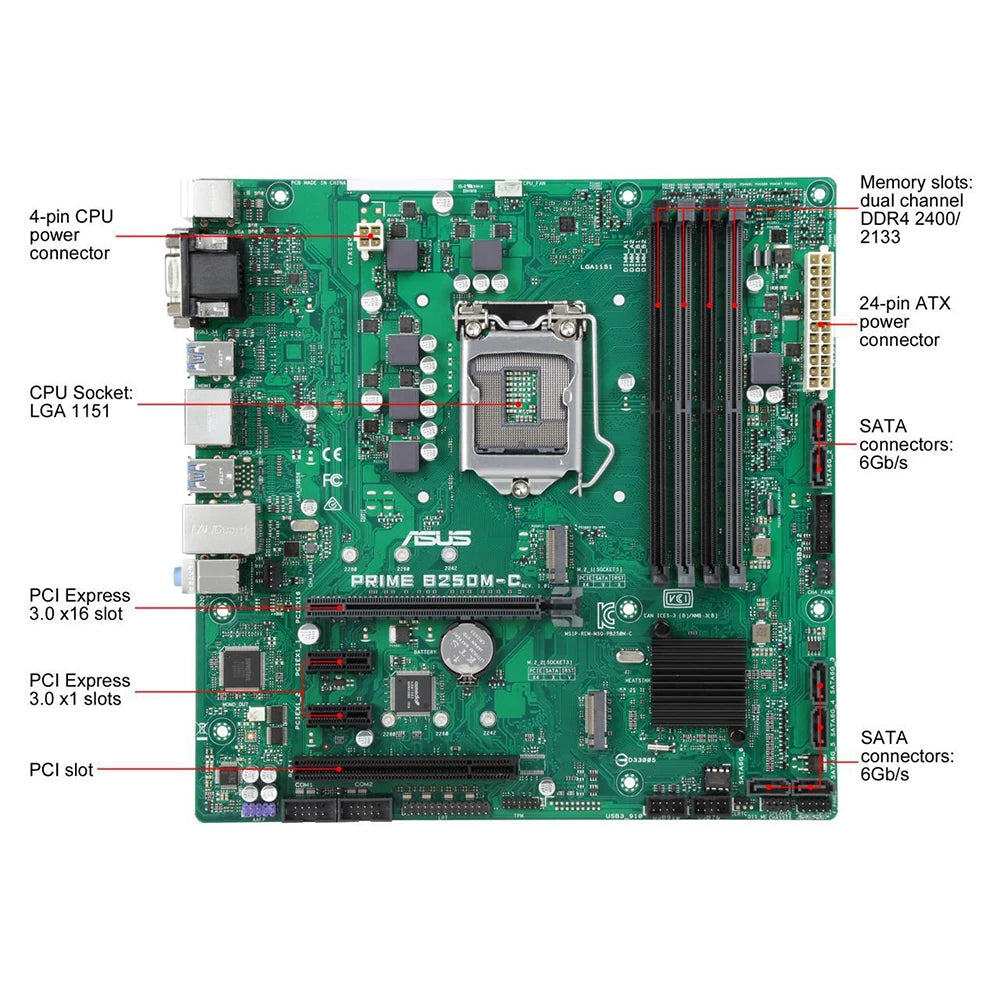 ASUS PRIME B250M-C Motherboard LGA 1151 Support i7 7700k 6700 i5
