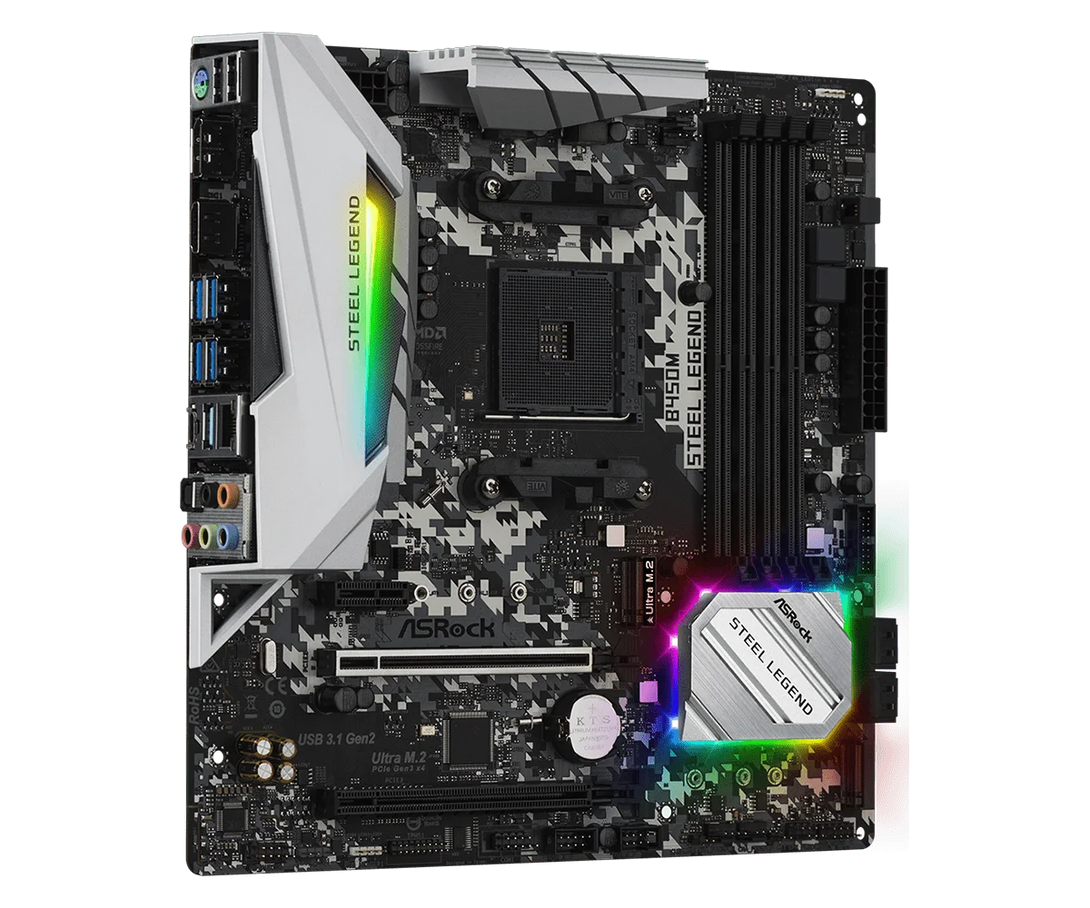 ASRock B450M STEEL LEGEND Motherboard AMD B450 AM4 DDR4 3200+(OC