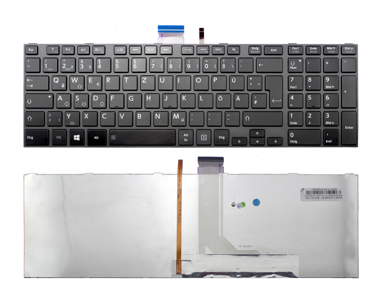 StoneTaskin Original Brand New Black Backlit German Keyboard Grey Fram