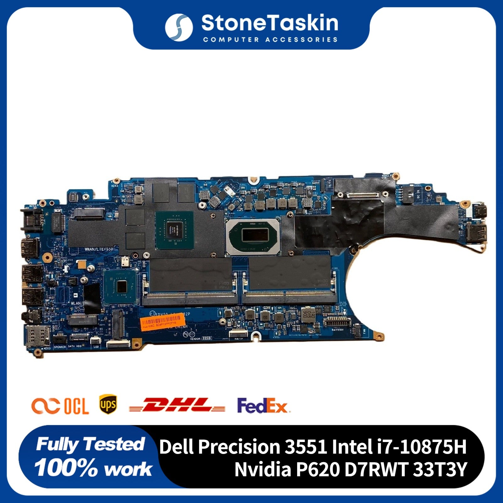 For Dell Precision 3551 Motherboard Intel i7-10875H Nvidia P620 D7RWT ...