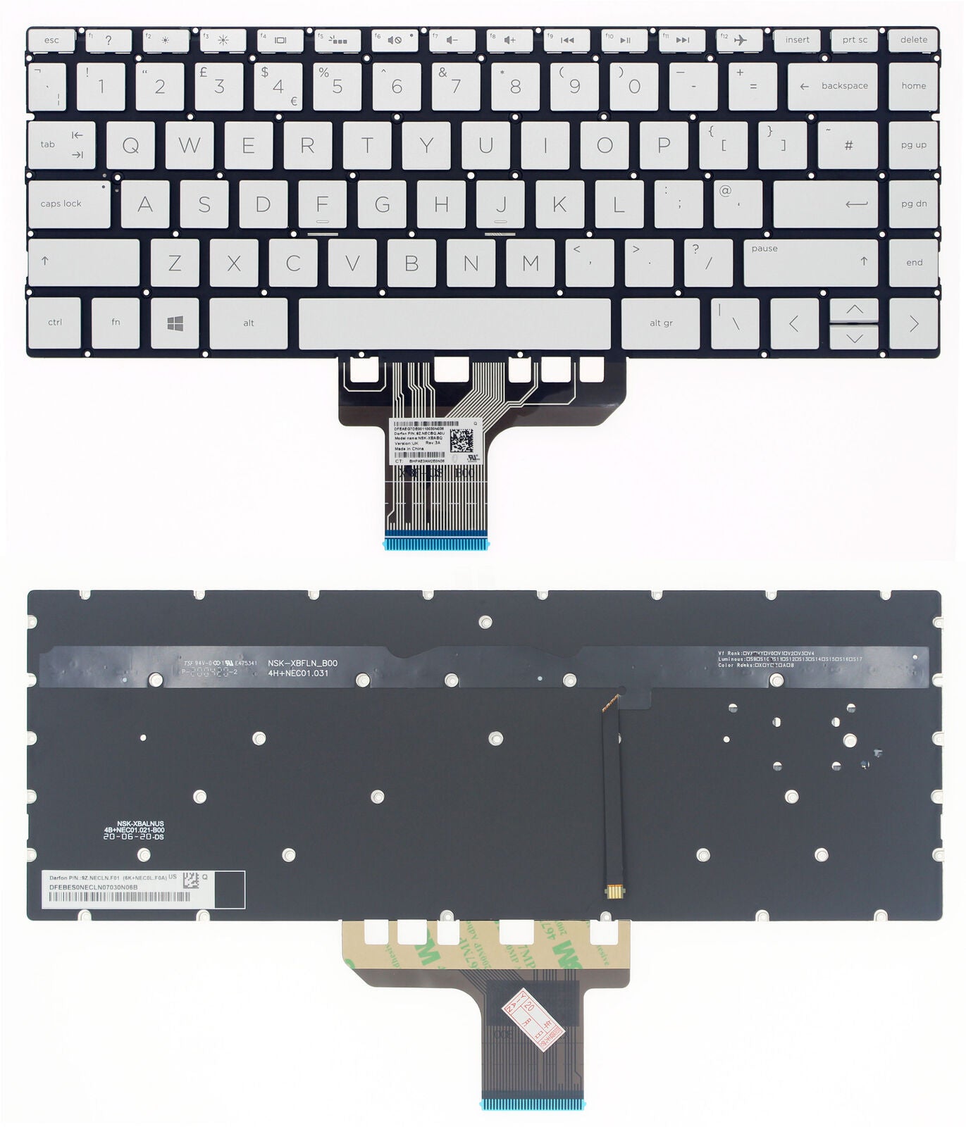 StoneTaskin Original Silver UK Backlit Keyboard For HP ENVY 13-ar0000