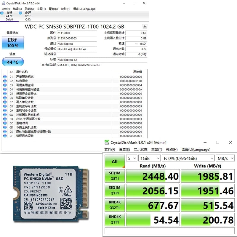 New Western Digital WD SN530 M.2 2230 SSD 1TB 512GB 256GB NVMe