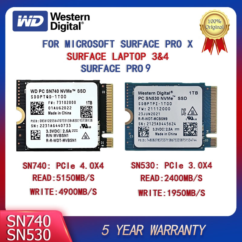SSD WD PC SN530 1TB M.2 2230 NVMe PCIe Per Steam Deck E Microsoft Surface, Blu