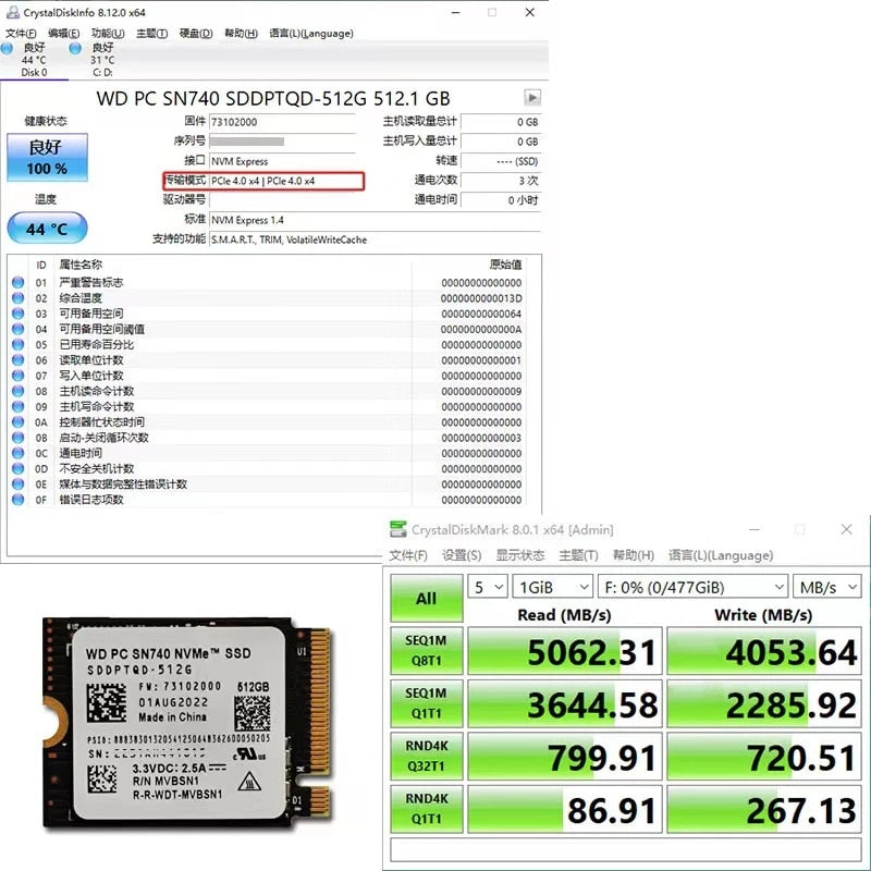 Western Digital WD SN740 SN530 M.2 2230 SSD 1TB 2TB 512GB NVMe for